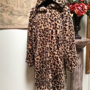 Leopard Print Faux Fur Coat